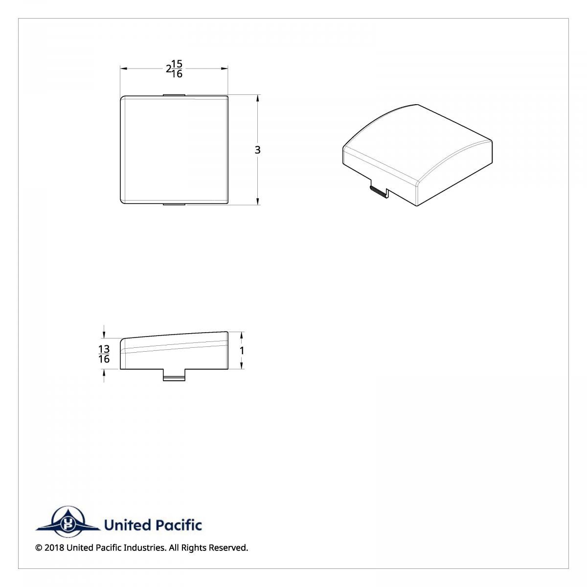 3" X 3" Square Dome Light Lens - Blue - Thumbnail 5