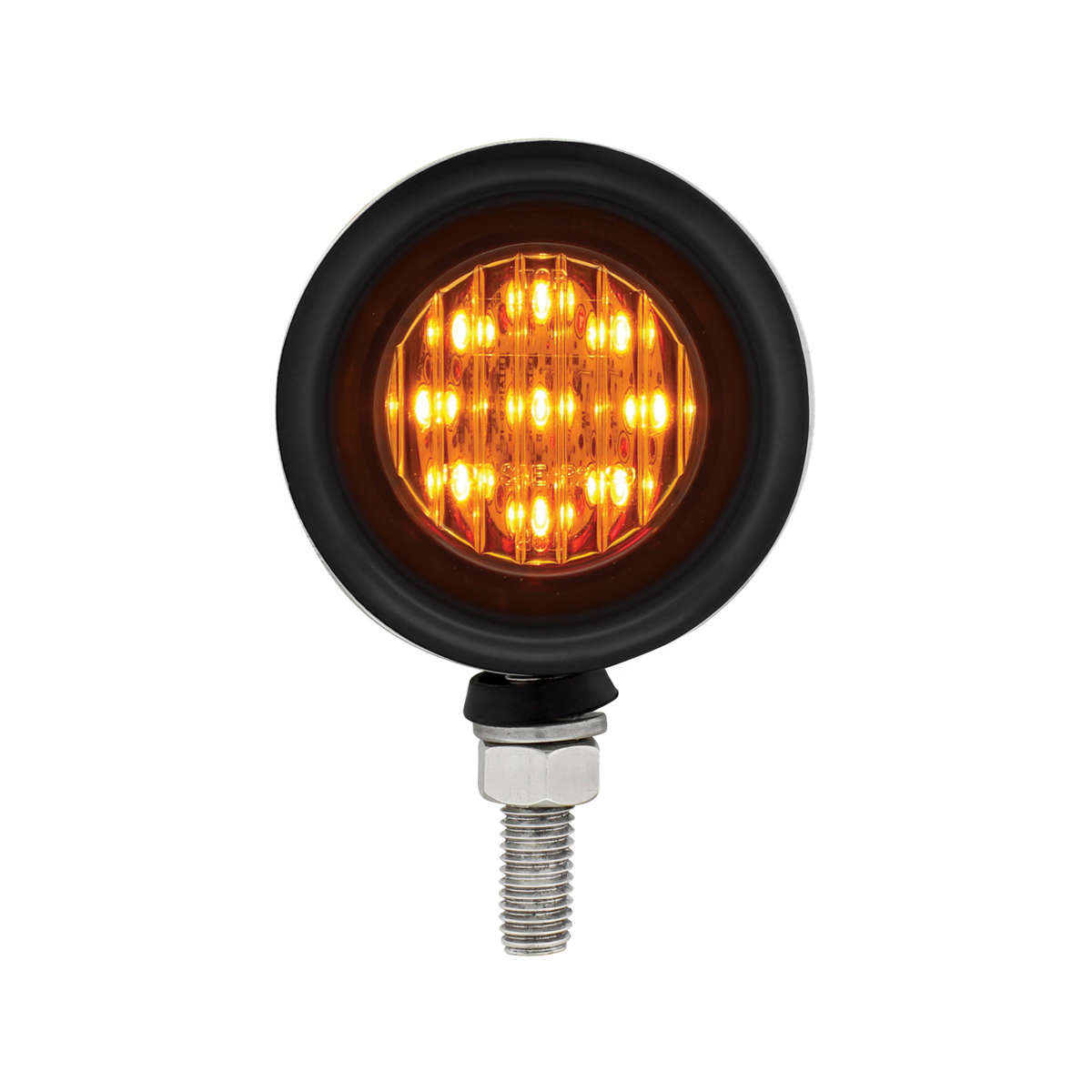 SS 2" Double Face Light With 9 LED 2" Lights & Grommets - Amber & Red LED/Amber & Red Lens - Thumbnail 4