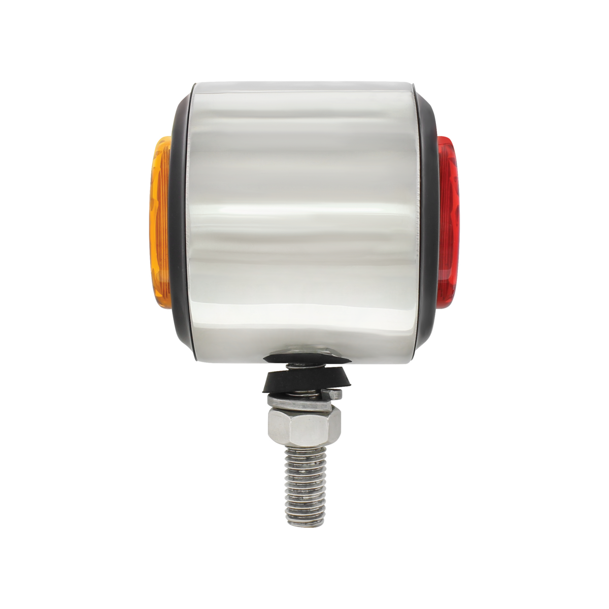 SS 2" Double Face Light With 9 LED 2" Lights & Grommets - Amber & Red LED/Amber & Red Lens - Thumbnail 8