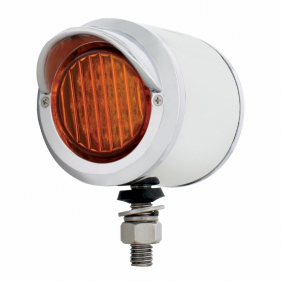 SS 2" Double Face Light With 9 LED 2" Lights & Visors - Amber & Red LED/Amber & Red Lens