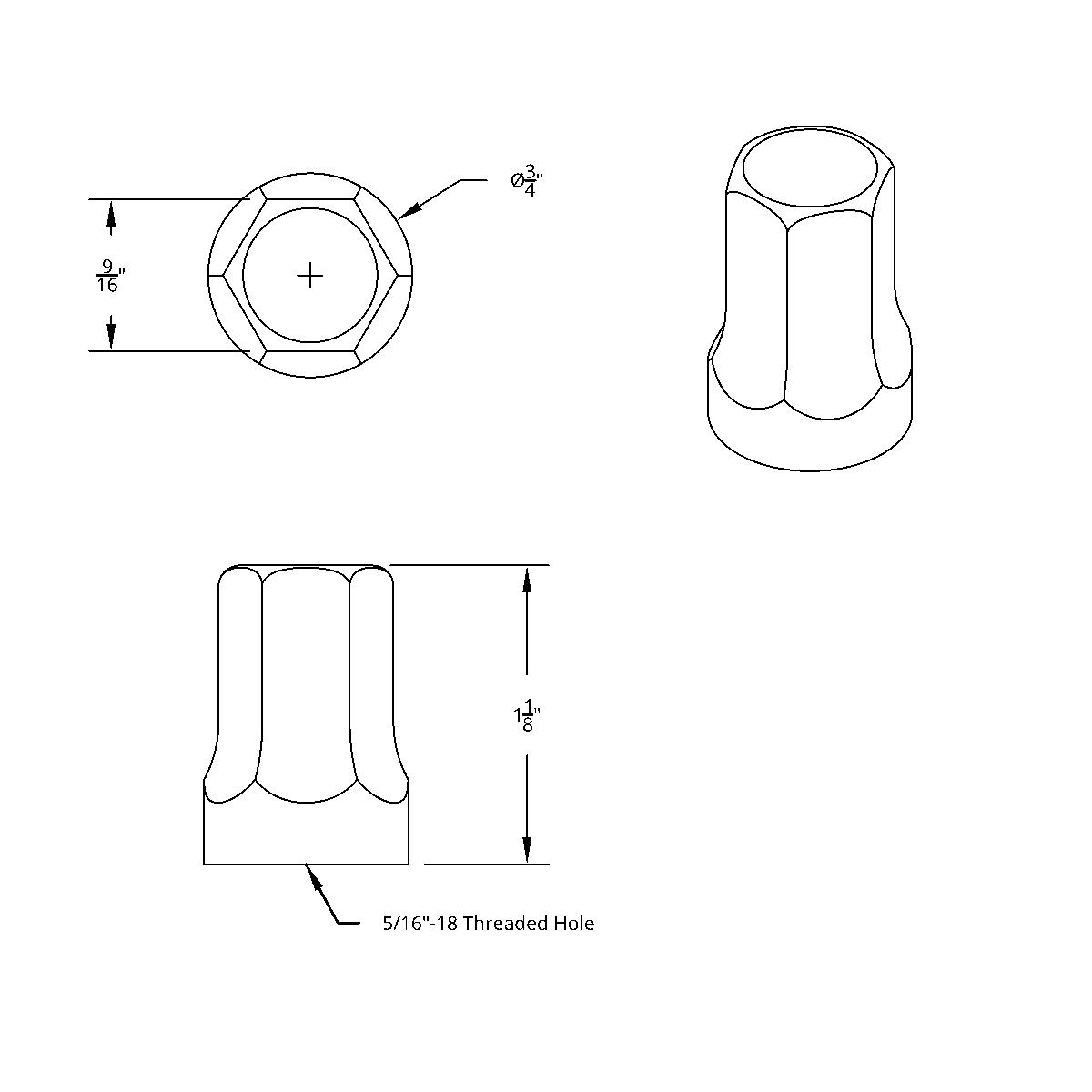 Stainless Steel Air Cleaner Nut Set With 5/16"-18 Thread (Card of 4) - Thumbnail 6
