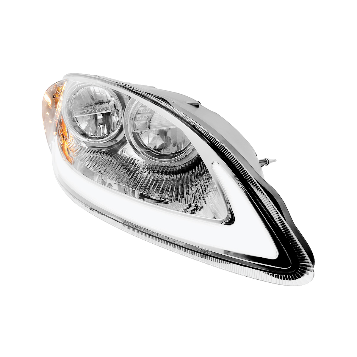 Chrome LED Headlight With LED Light Bar & Turn Signal For 2006-2017 International Prostar-Passenger - Thumbnail 3