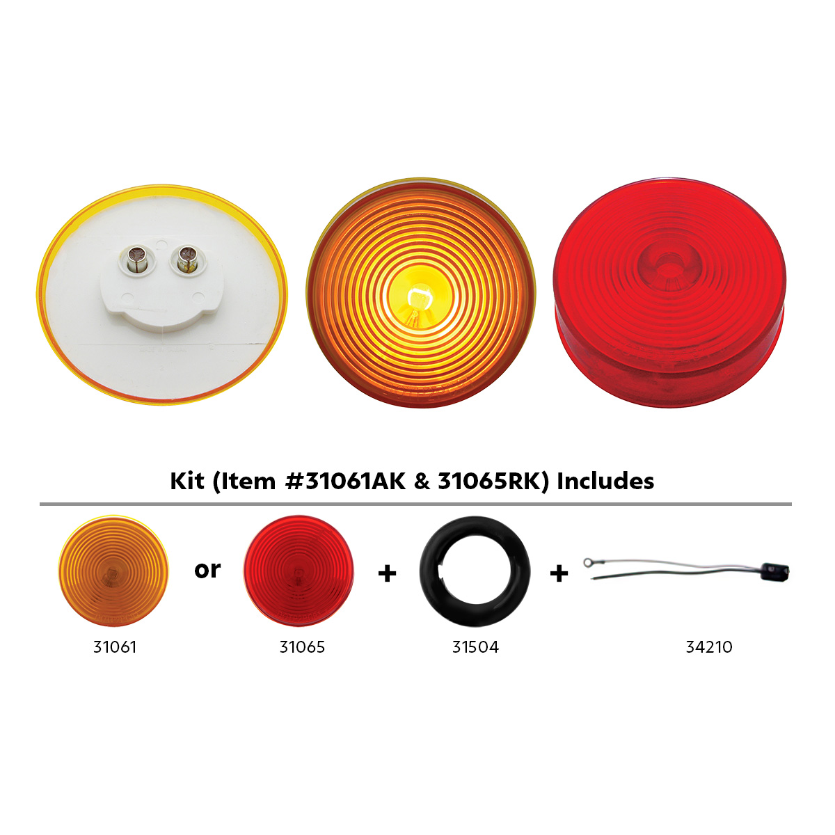 2.5" Round Light Kit (Clearance/Marker) - Amber Lens - Thumbnail 2