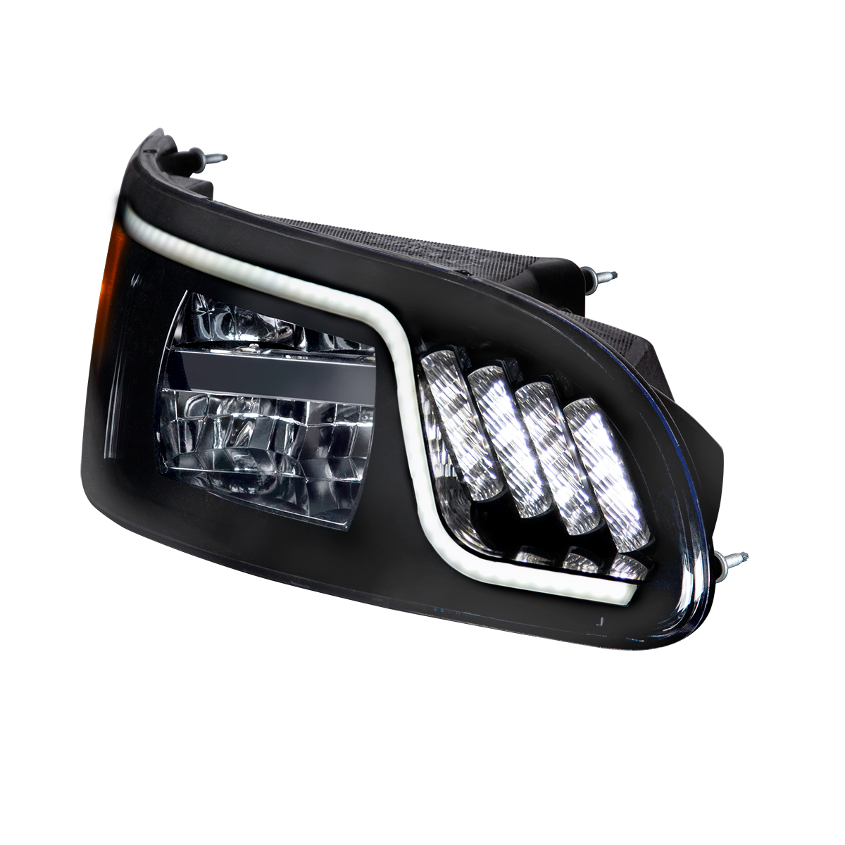Black LED Headlight With LED Turn, Position, & DRL For Peterbilt 386 (2005-2015) & 387 (1999-2010)- Passenger - Thumbnail 5