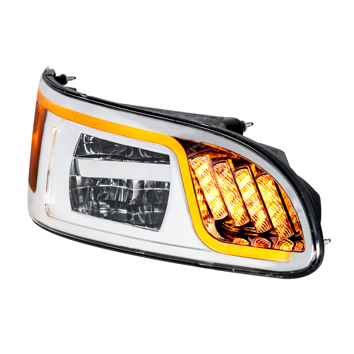 Chrome LED Headlight With LED Turn, Position, & DRL For Peterbilt 386(2005-2015) & 387(1999-2010)- Passenger - Thumbnail 4