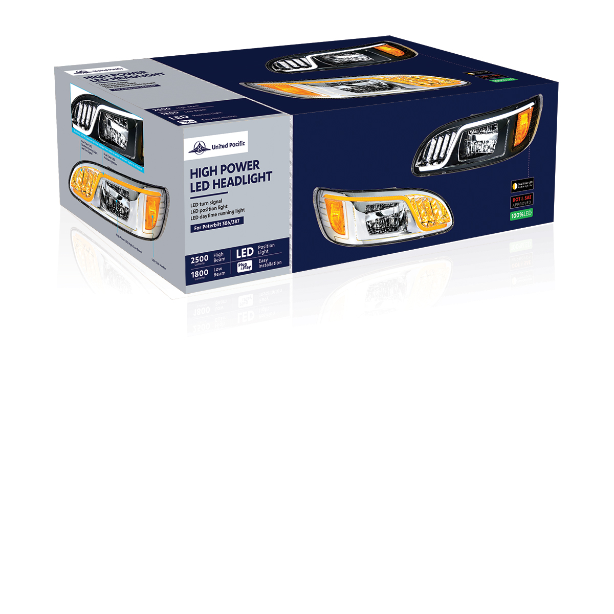 Chrome LED Headlight With LED Turn, Position, & DRL For Peterbilt 386(2005-2015) & 387(1999-2010)- Passenger - Thumbnail 9