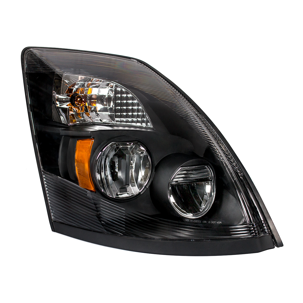 High Power LED "Blackout" Headlight for 2003-2017 Volvo VN/VNL - Passenger - Thumbnail 2