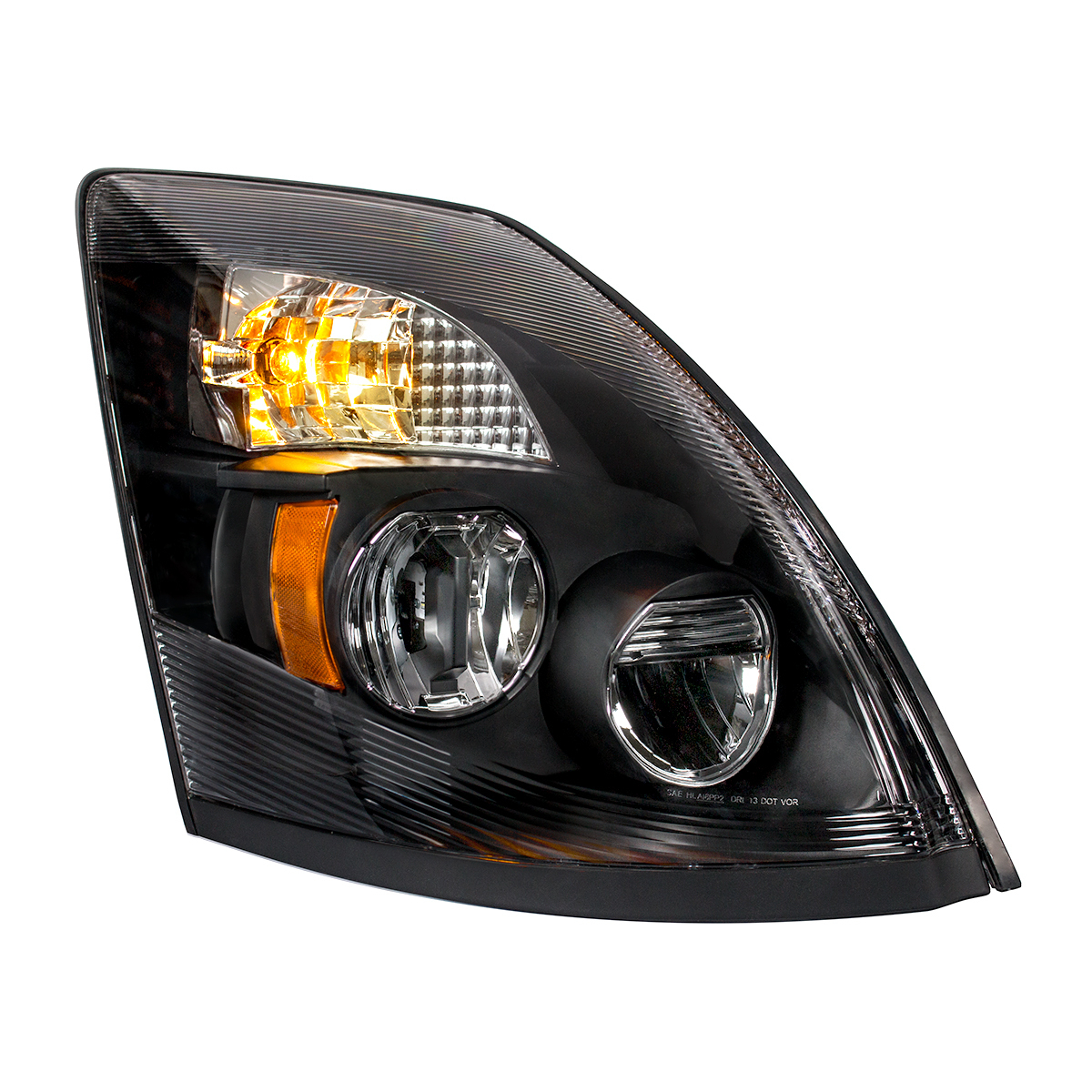 High Power LED "Blackout" Headlight for 2003-2017 Volvo VN/VNL - Passenger - Thumbnail 7