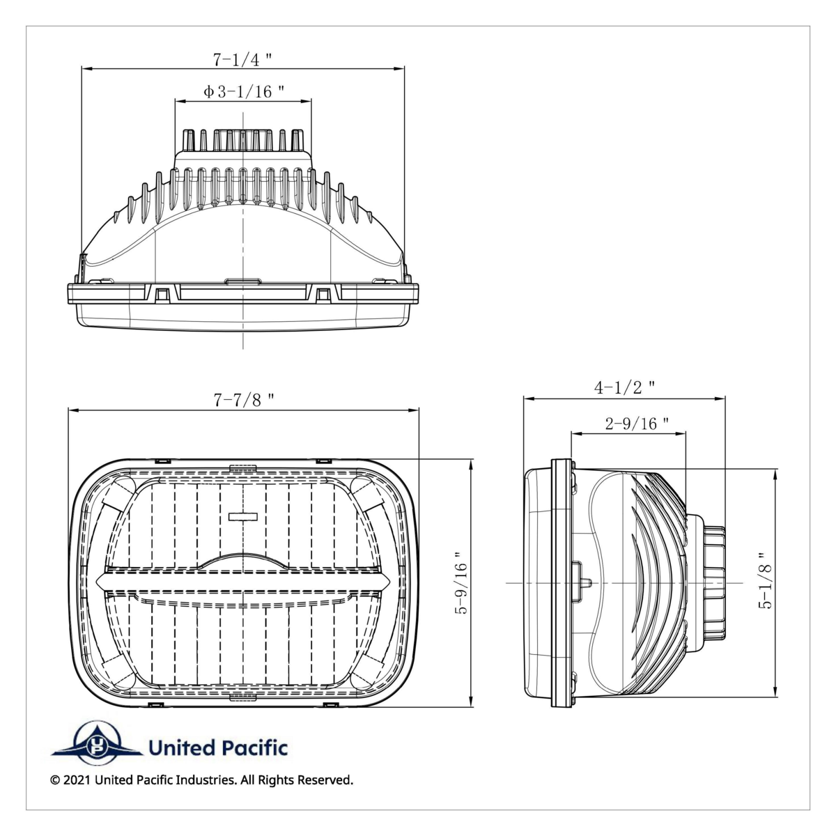 ULTRALIT - 7 LED 5" X 7" Rectangular Headlight With LED Light Bar - Thumbnail 10