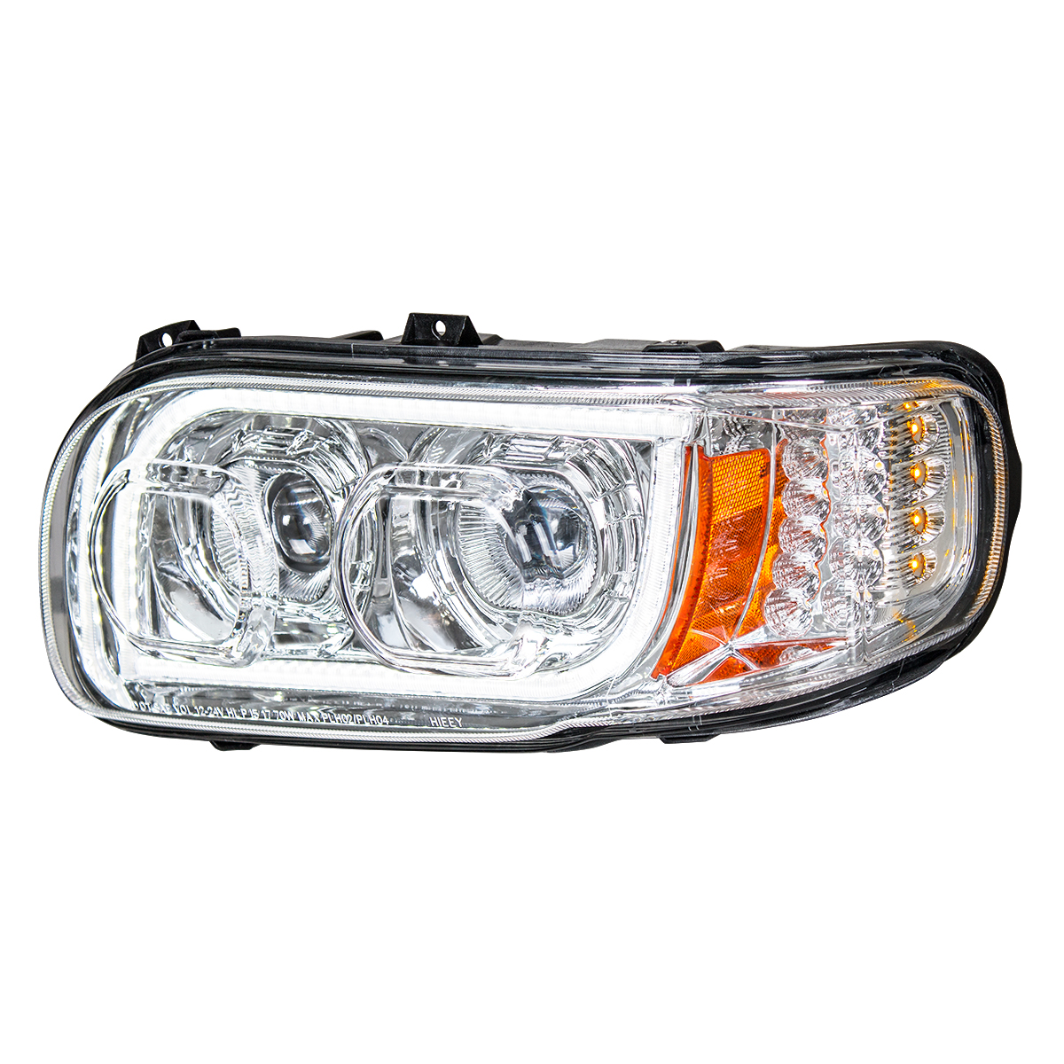 High Power LED Chrome Headlight With 16 LED Turn & 57 LED Bar For 2008-2024 Peterbilt 389- Driver - Thumbnail 2