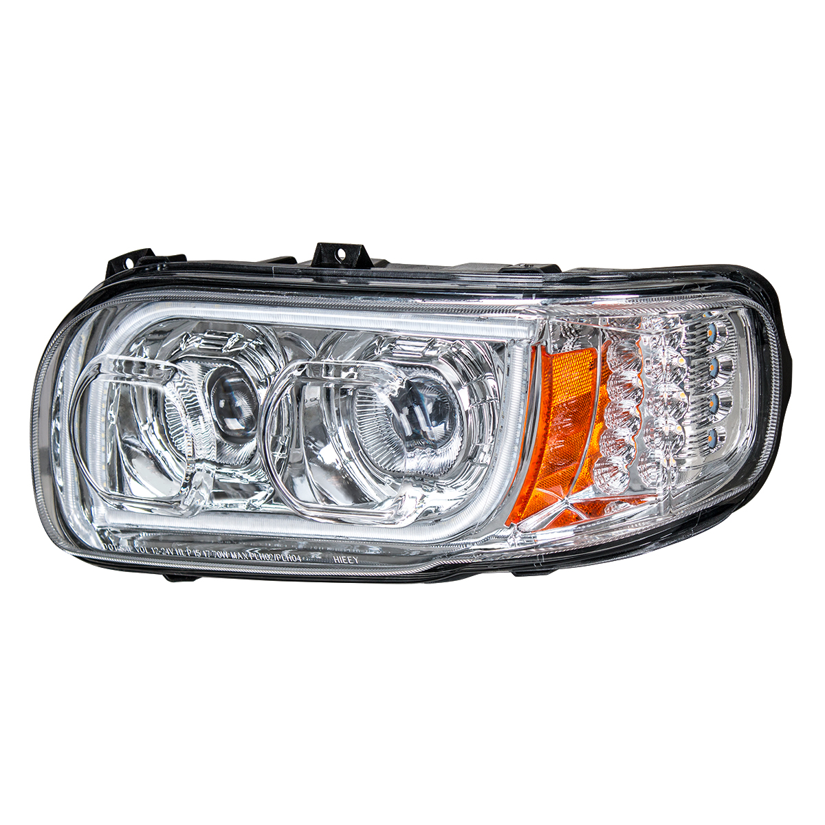 High Power LED Chrome Headlight With 16 LED Turn & 57 LED Bar For 2008-2024 Peterbilt 389- Driver - Thumbnail 3