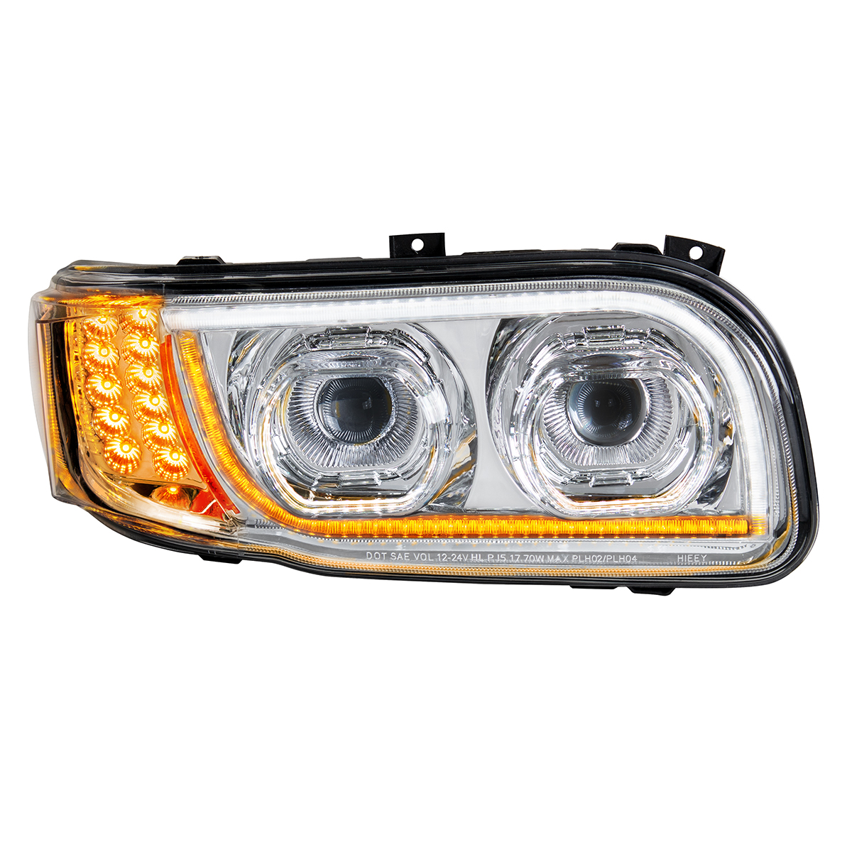 High Power LED Chrome Headlight With 16 LED Turn & 57 LED Bar For 2008-2024 Peterbilt 389- Passenger - Thumbnail 4