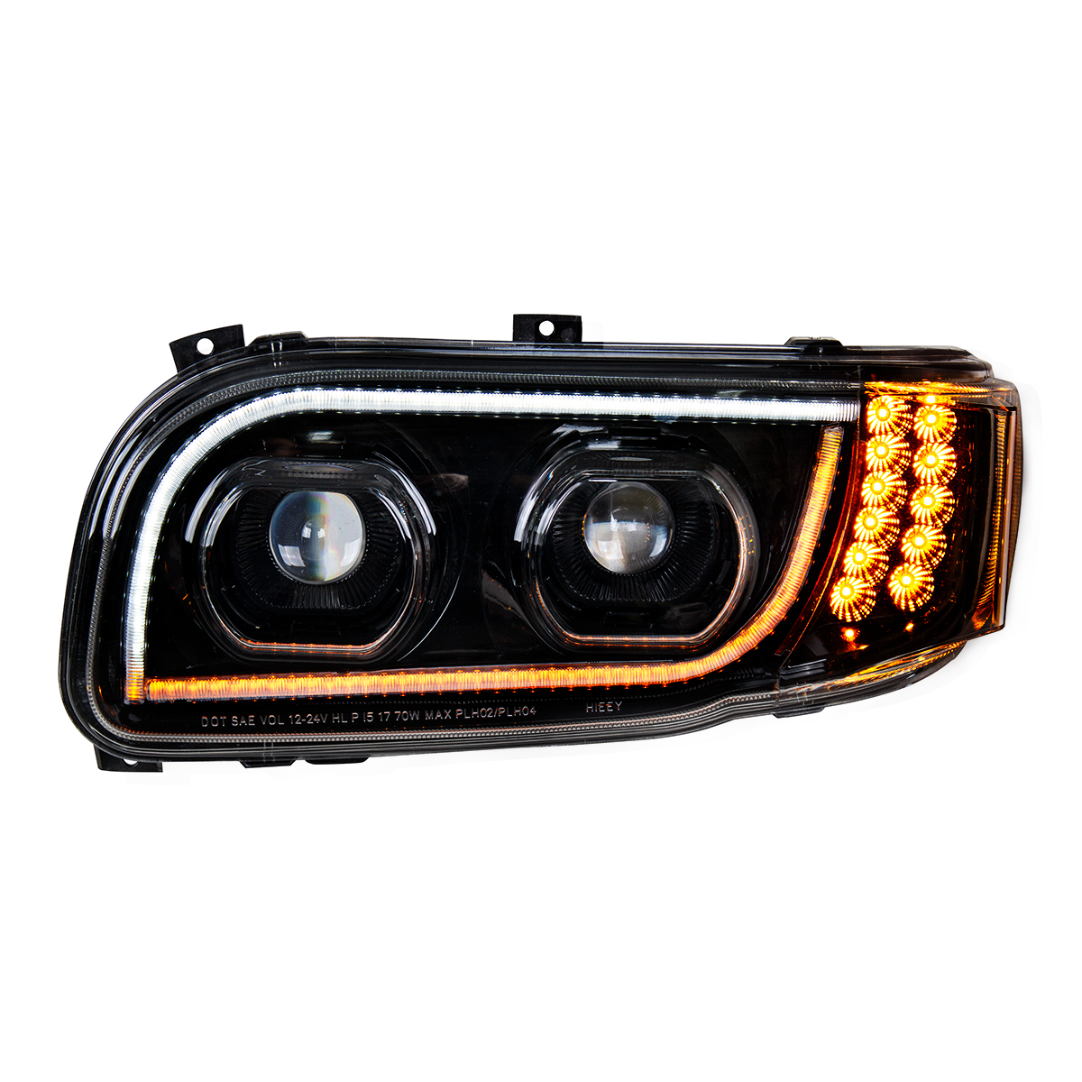 High Power LED "Blackout" Headlight With 16 LED Turn & 57 LED Bar For 2008-2024 Peterbilt 389- Driver - Thumbnail 4