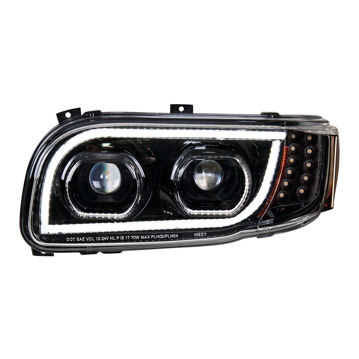 High Power LED "Blackout" Headlight With 16 LED Turn & 57 LED Bar For 2008-2024 Peterbilt 389- Driver - Thumbnail 5