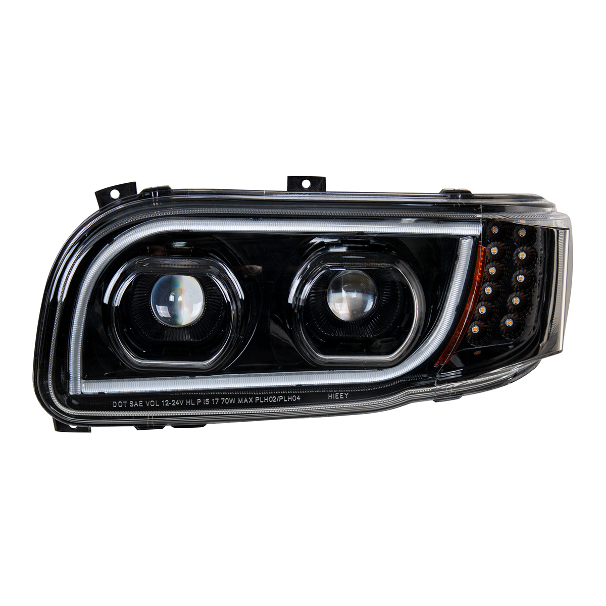 High Power LED "Blackout" Headlight With 16 LED Turn & 57 LED Bar For 2008-2024 Peterbilt 389- Driver - Thumbnail 6