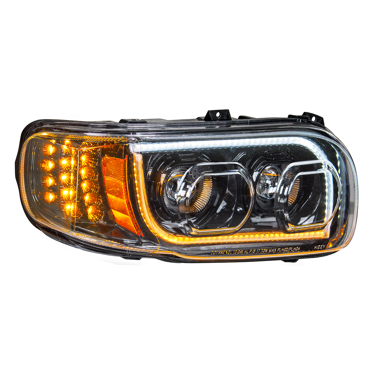 High Power LED "Blackout" Headlight With 16 LED Turn & 57 LED Bar For 2008-2024 Peterbilt 389- Passenger - Thumbnail 11
