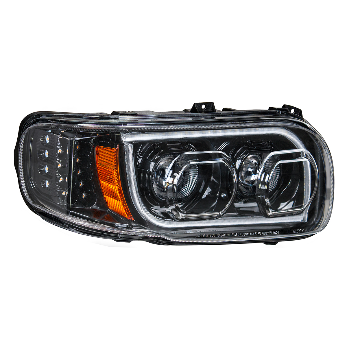 High Power LED "Blackout" Headlight With 16 LED Turn & 57 LED Bar For 2008-2024 Peterbilt 389- Passenger - Thumbnail 3