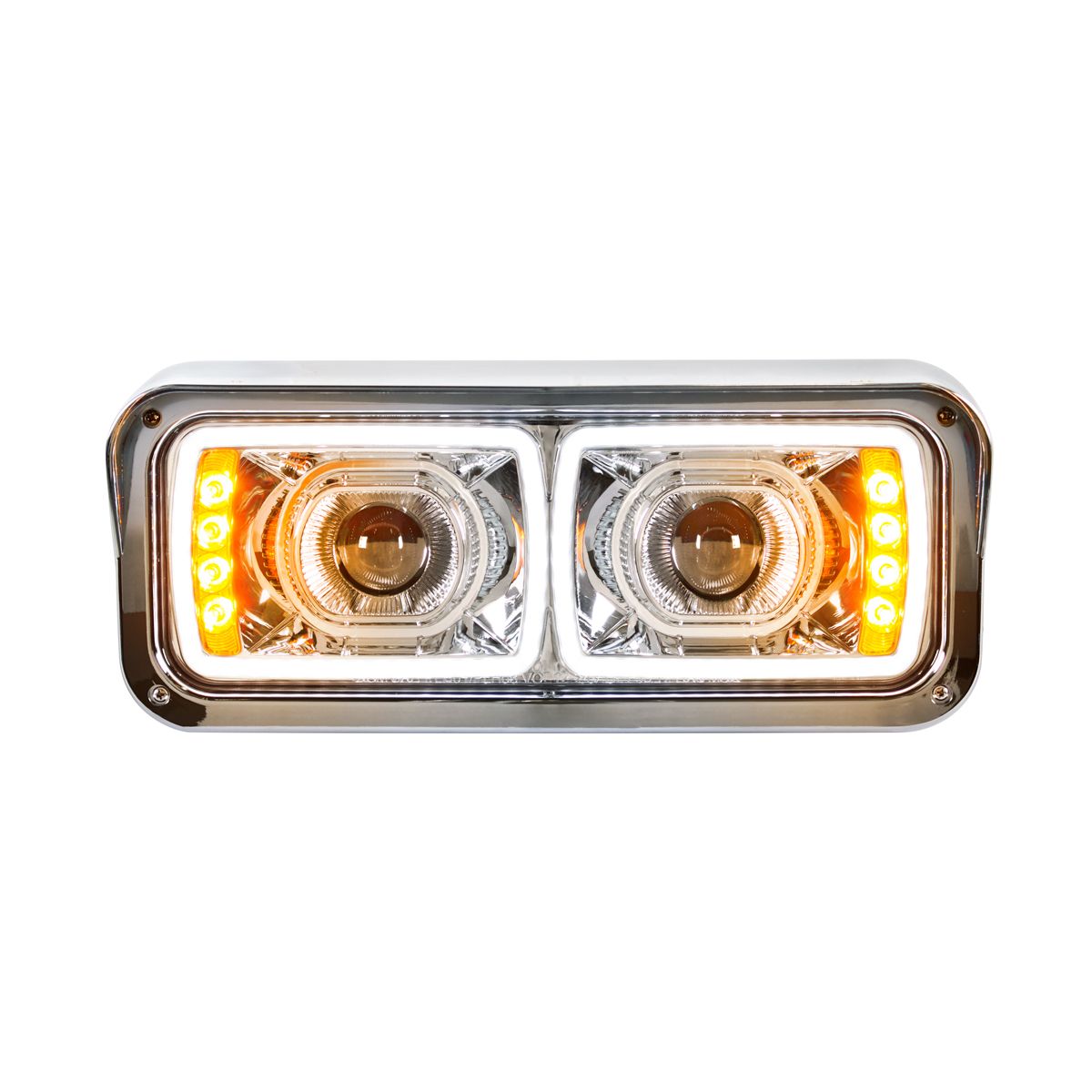 High Power LED "Chrome" Projection Headlight With LED Turn Signal & Position Light Bar - Passenger