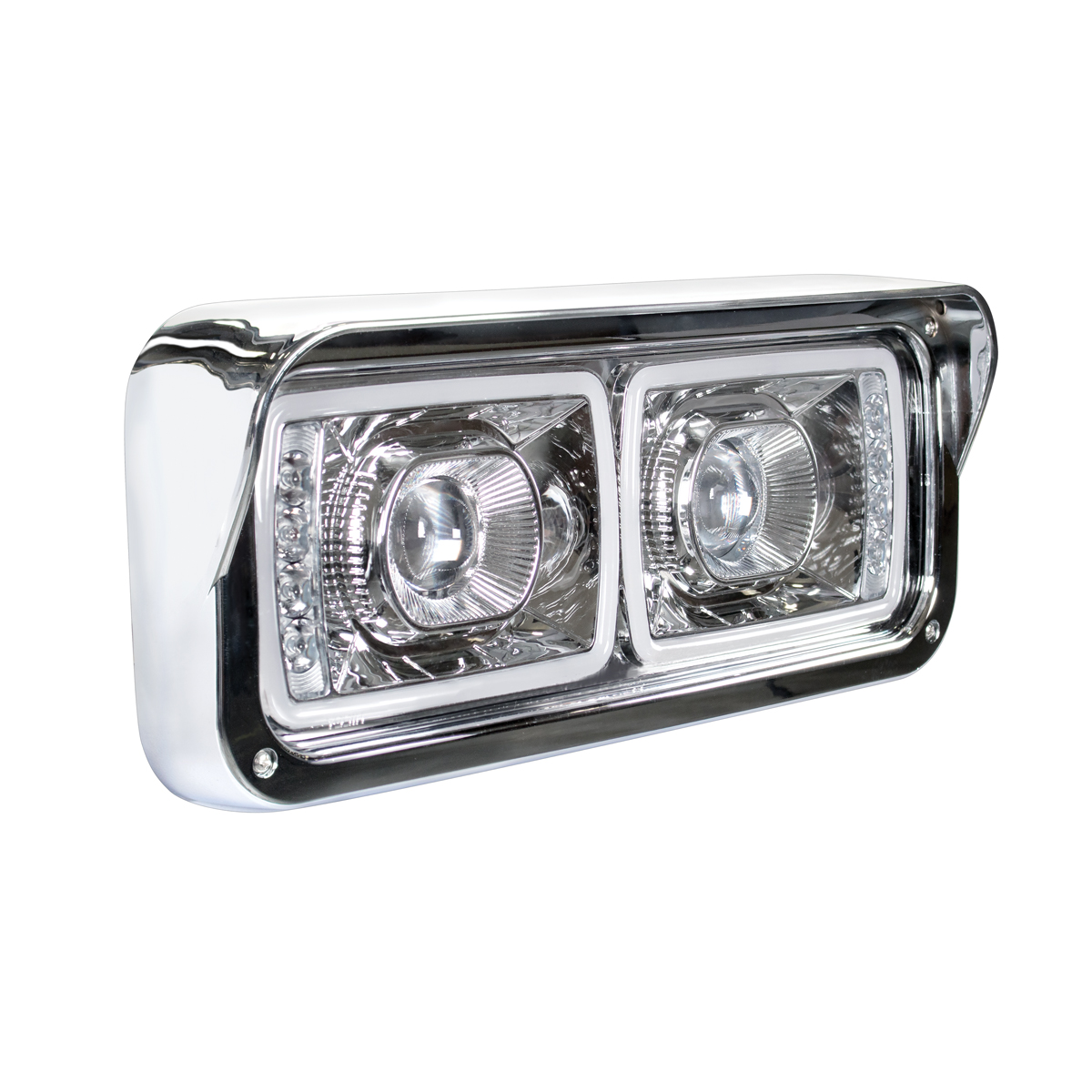 High Power LED "Chrome" Projection Headlight With LED Turn Signal & Position Light Bar - Passenger - Thumbnail 3
