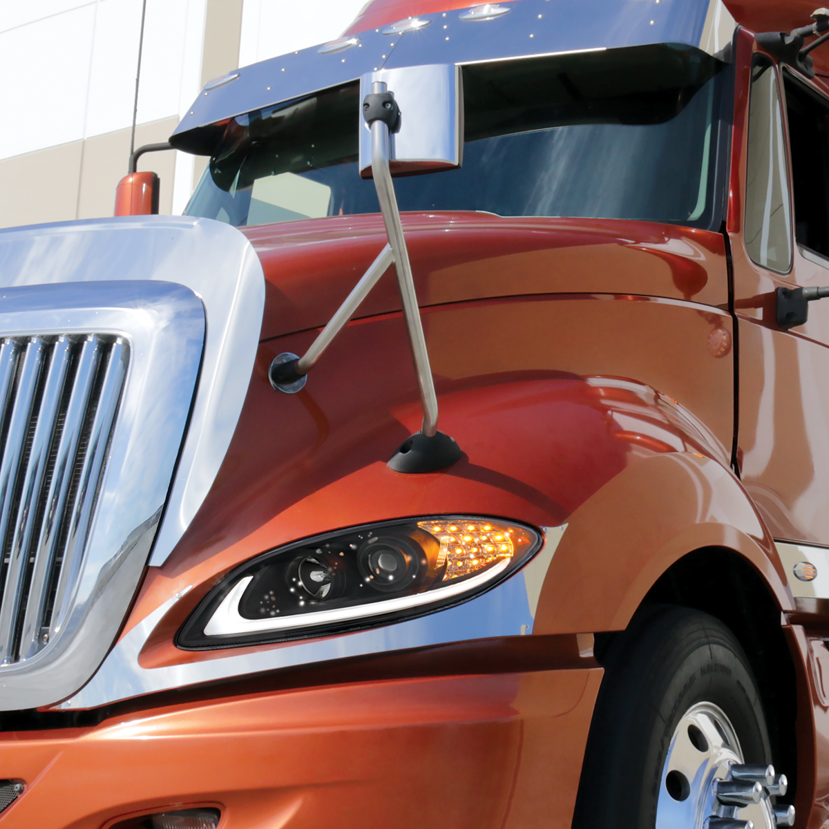 Black Projection Headlight With LED Turn Signal & Light Bar For 2006-2017 International Prostar - Driver - Thumbnail 6