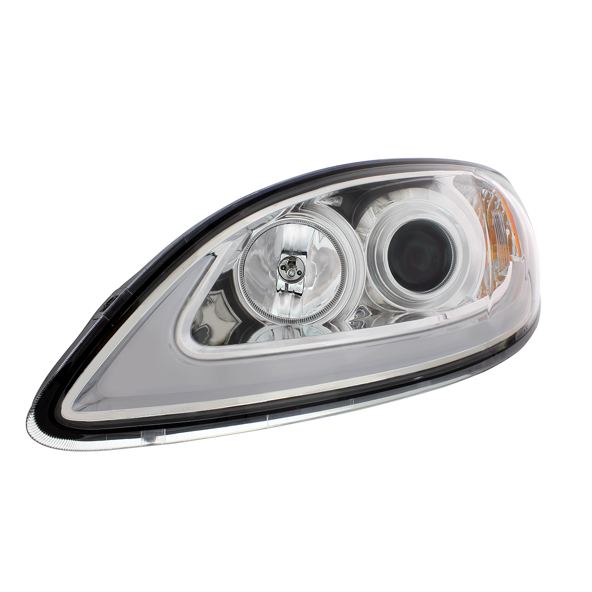 Chrome Projection Headlight With LED Light Bar For 2006-2017 International Prostar - Driver - Thumbnail 4
