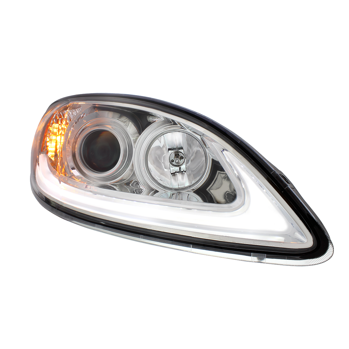 Chrome Projection Headlight With LED Light Bar For 2006-2017 International Prostar - Passenger - Thumbnail 3