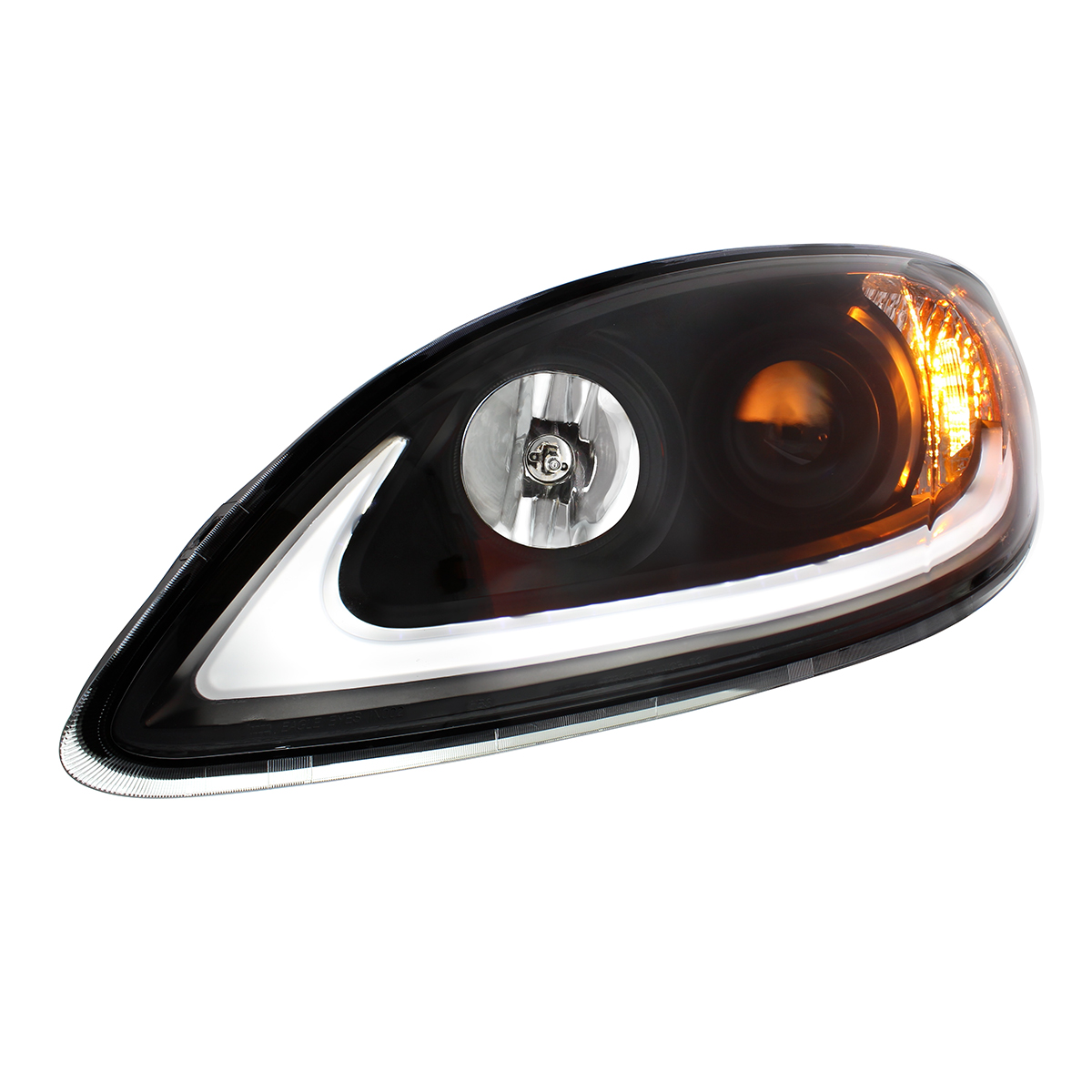 Black Projection Headlight With LED Light Bar For 2006-2017 International Prostar - Driver - Thumbnail 3