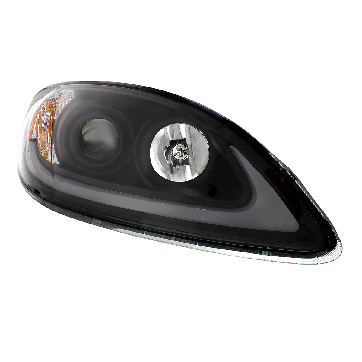 Black Projection Headlight With LED Light Bar For 2006-2017 International Prostar - Passenger - Thumbnail 4