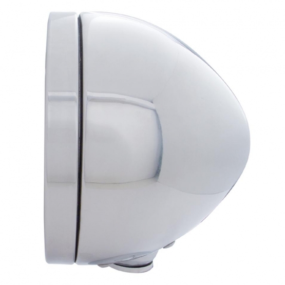 Stainless Steel Bullet Classic Headlight Crystal H4 Bulb & Turn Signal - Amber Lens - Thumbnail 4