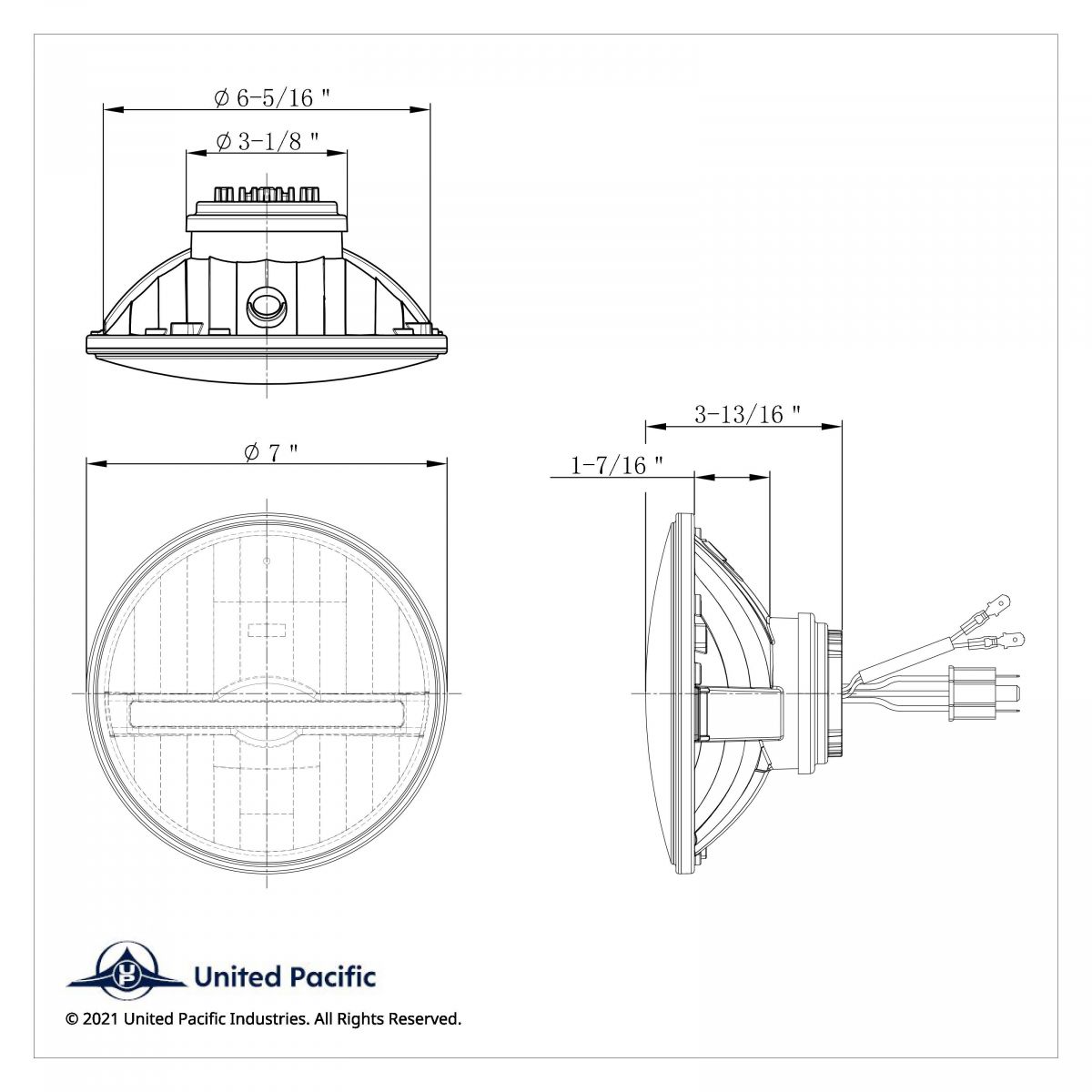ULTRALIT - 7" High Power LED Headlight With White LED Position Light Bar - Thumbnail 7