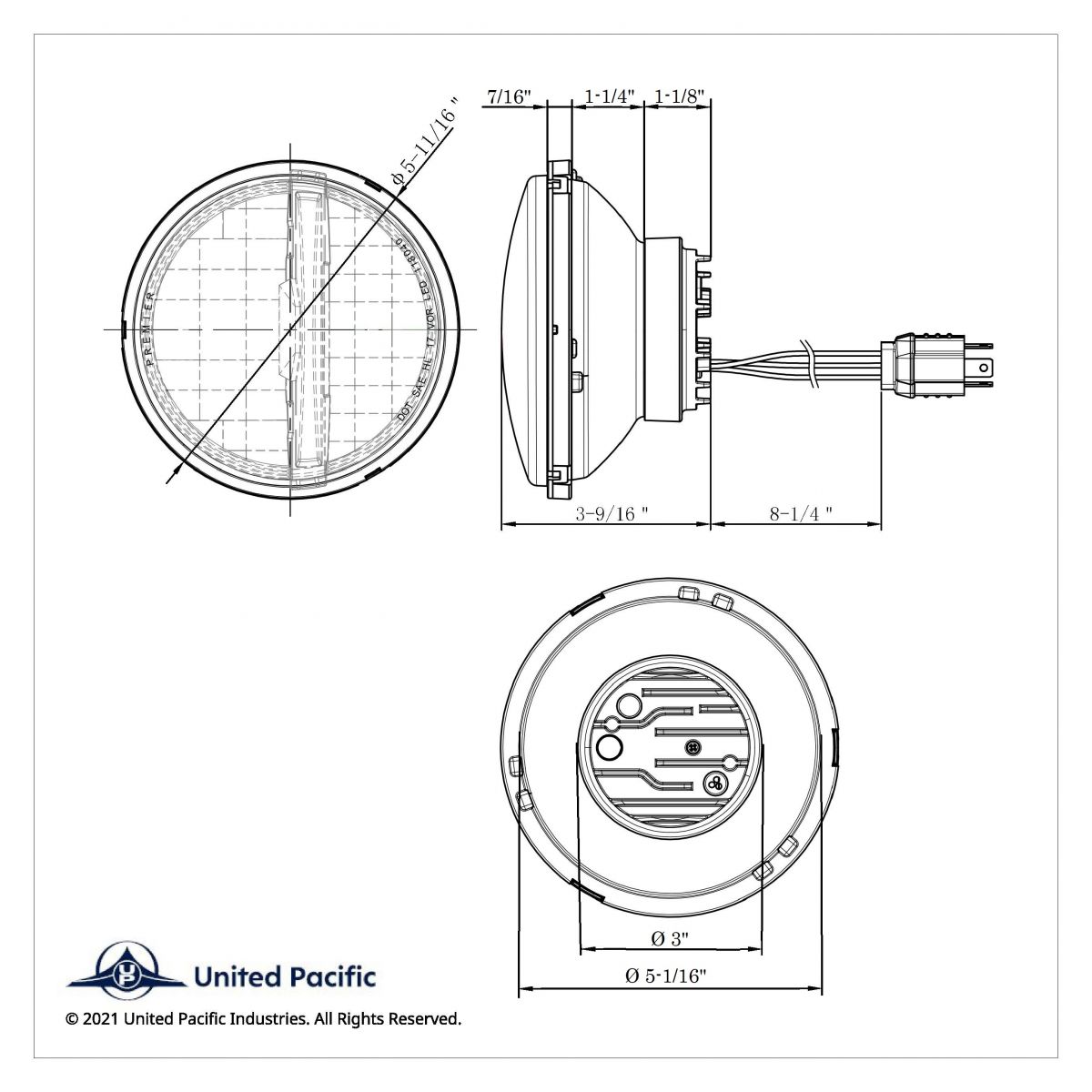 ULTRALIT - 8 High Power LED 5-3/4" Headlight - Silver - Thumbnail 7