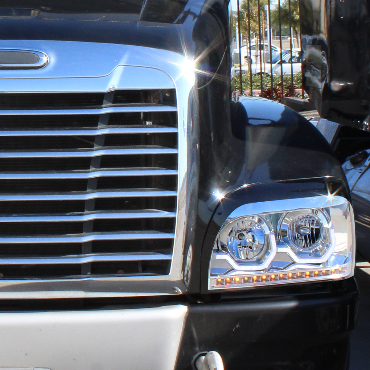 Chrome Headlight With LED Turn Signal & Light Bar For 1996-2010 Freightliner Century - Passenger - Thumbnail 8