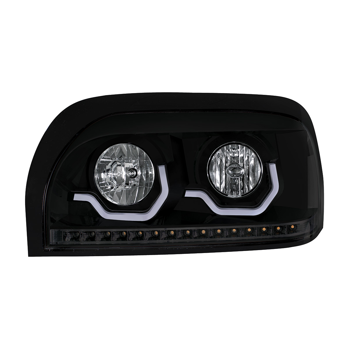 Blackout Headlight With LED Turn Signal & Light Bar For 1996-2010 Freightliner Century - Driver - Thumbnail 4