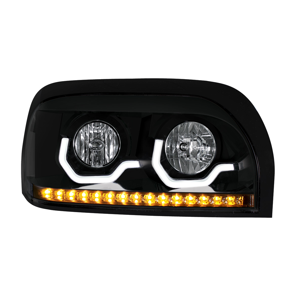 Blackout Headlight With LED Turn Signal & Light Bar For 1996-2010 Freightliner Century - Passenger - Thumbnail 2