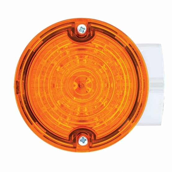 21 LED 3-1/4" Signal Light For Harley Motorcycle With Housing - Amber LED/Amber Lens - Thumbnail 2