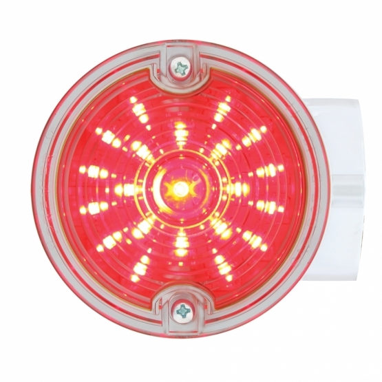 21 LED 3-1/4" Signal Light For Harley Motorcycle With Housing - Red LED/Clear Lens