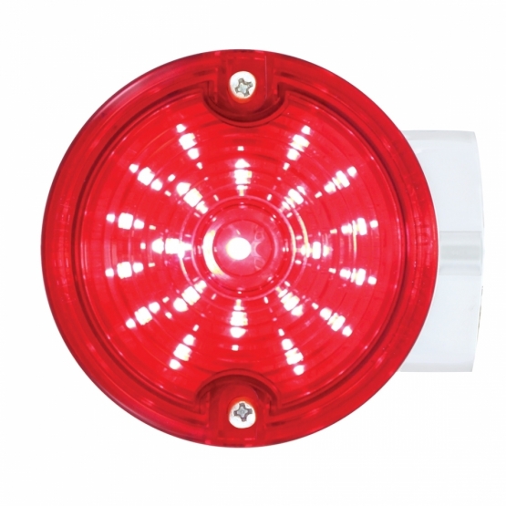 21 LED 3-1/4" Dual Function Signal Light For Harley Motorcycle With Housing - Red LED/Red Lens