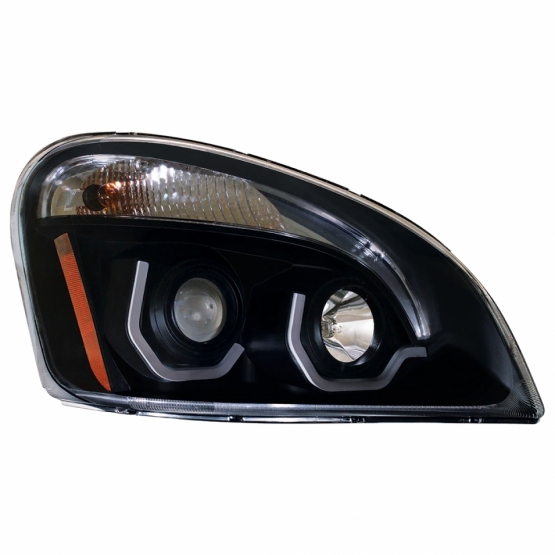 Blackout Projection Headlight W/Dual Function Amber LED Position Lights For 2008-17 FL Cascadia - Passenger - Thumbnail 2
