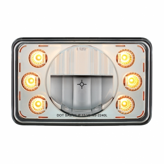 ULTRALIT - 4" X 6" LED Headlight With Dual Function 6 Amber LED Position Lights - Low Beam