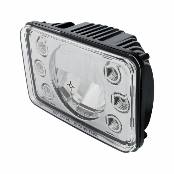 ULTRALIT - 4" X 6" LED Headlight With Dual Function 6 Amber LED Position Lights - Low Beam - Thumbnail 5