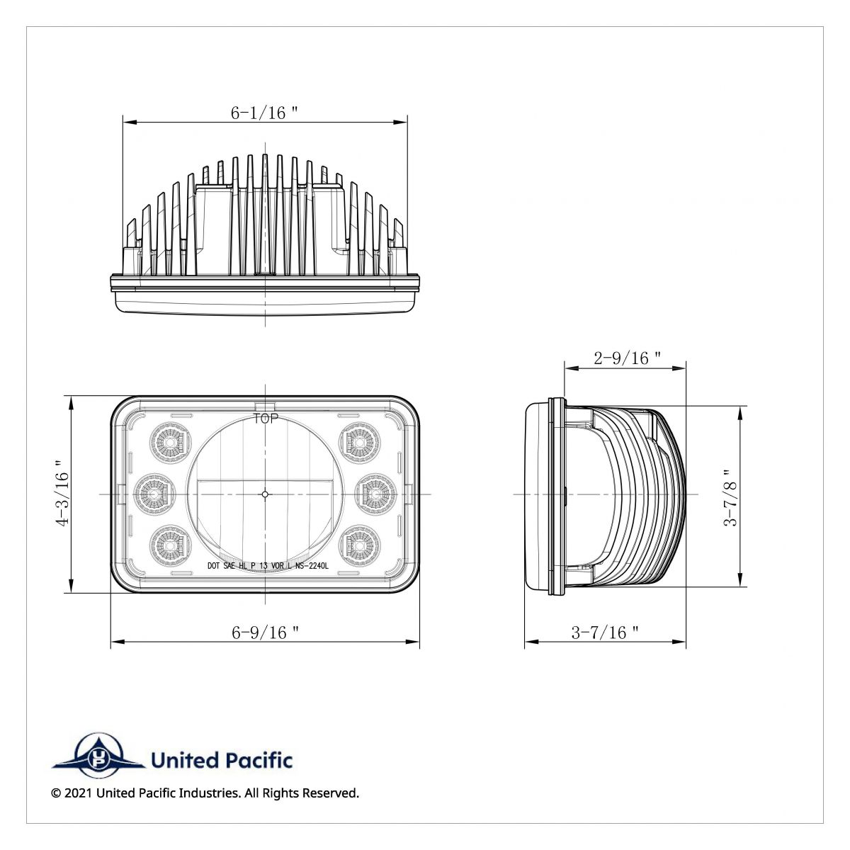 ULTRALIT - 4" X 6" LED Headlight With Dual Function 6 Amber LED Position Lights - Low Beam - Thumbnail 8