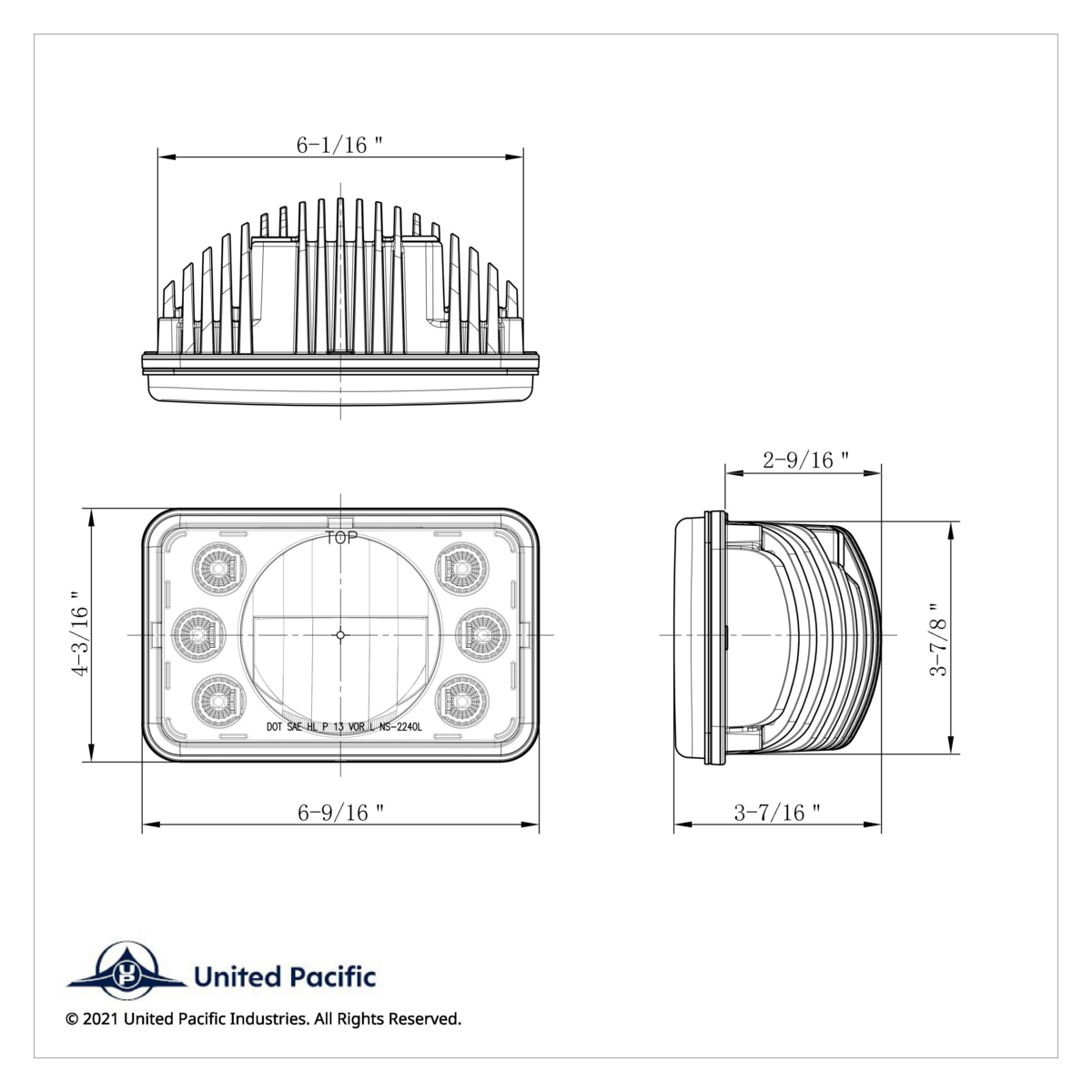 ULTRALIT - 4" X 6" LED Headlight With Dual Function 6 Amber LED Position Lights - Low Beam - Thumbnail 9