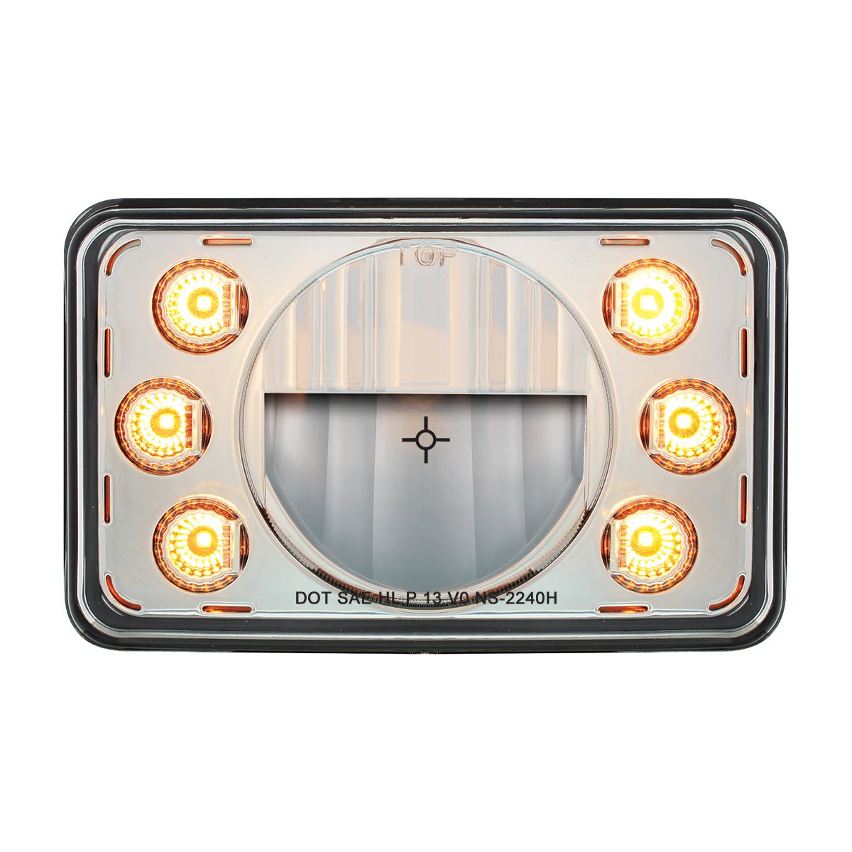 ULTRALIT - 4" X 6" LED Headlight With Dual Function 6 Amber LED Position Lights - High Beam