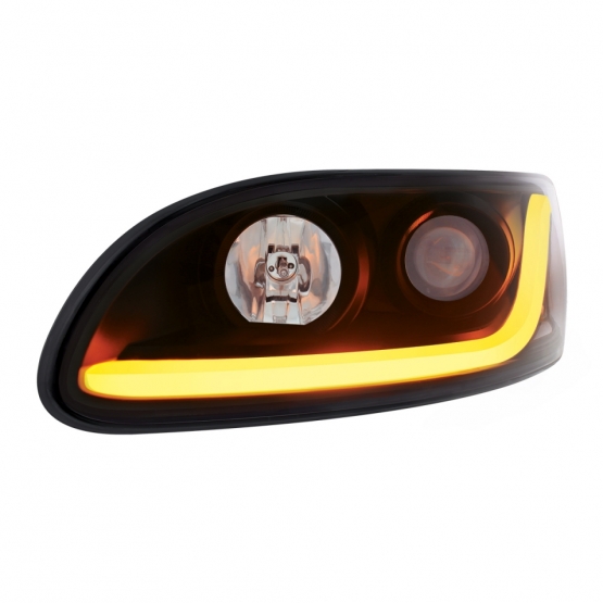 Black Projection Headlight W/LED Dual Function Light Bar For PB 386 (2005-2015) & 387 (1999-2010) - Driver - Thumbnail 3