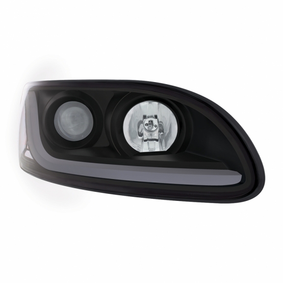 Black Projection Headlight W/LED Dual Function Light Bar For PB 386 (2005-2015) & 387 (1999-2010) - Passenger - Thumbnail 4