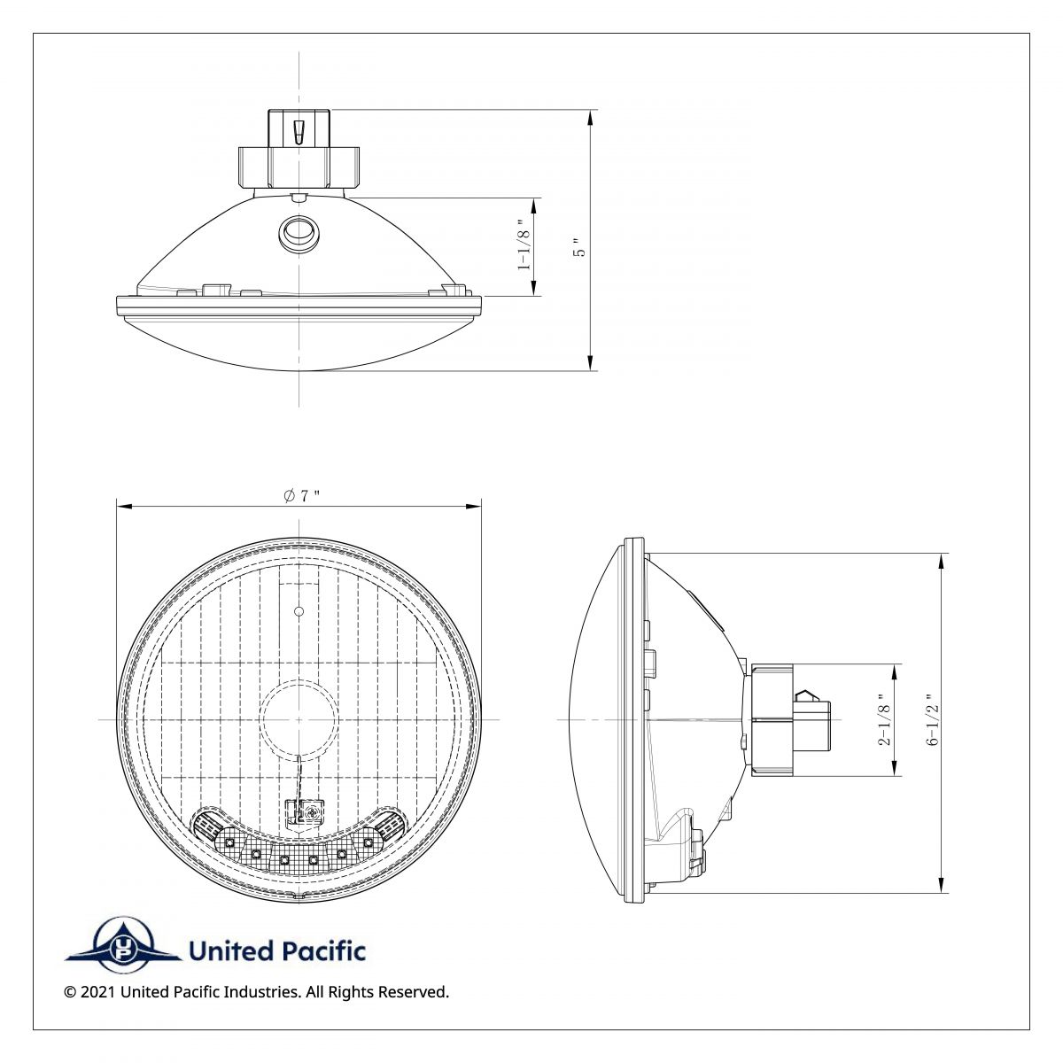 7" Crystal Headlight With 6 Amber LED Position Light - Thumbnail 6