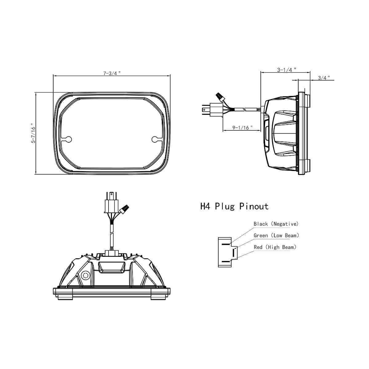 ULTRALIT - Heated 5"X7" LED Headlight With White Position Light - Thumbnail 13