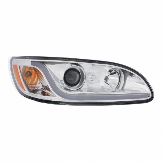Chrome Projection Headlight W/LED Dual Function Light Bar For PB 386 (2005-2015) & 387 (1999-2010) - Passenger - Thumbnail 2