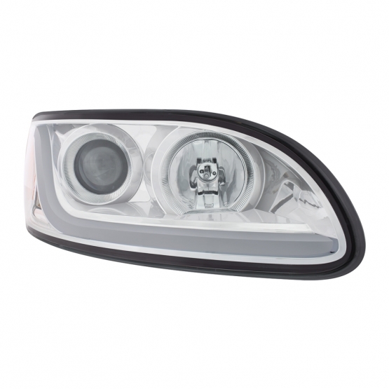 Chrome Projection Headlight W/LED Dual Function Light Bar For PB 386 (2005-2015) & 387 (1999-2010) - Passenger - Thumbnail 4