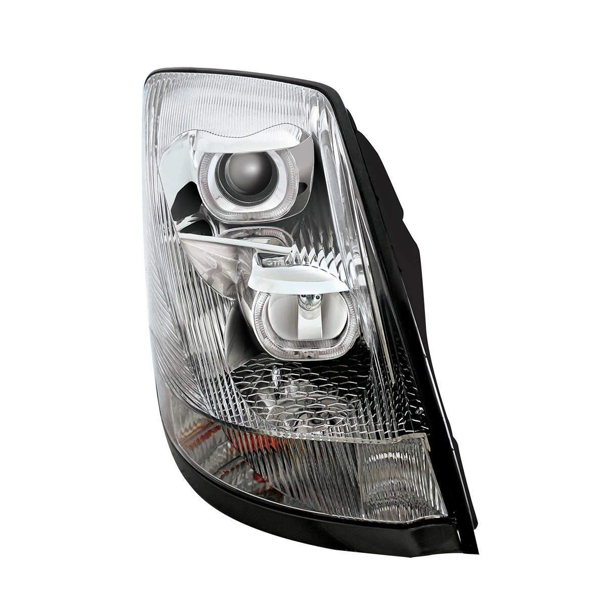 Chrome Projection Headlight With White LED Light Bar For 2003-2017 Volvo VN/VNL - Passenger - Thumbnail 4